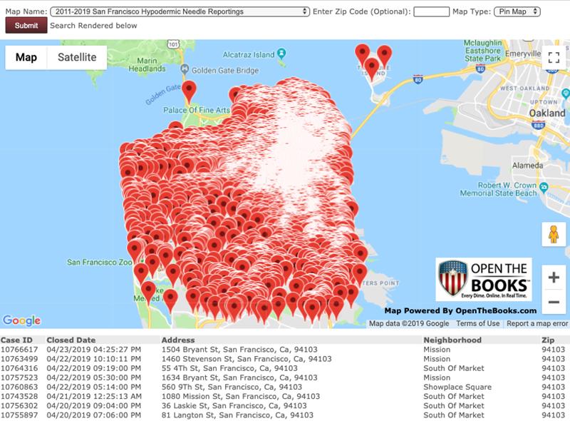 Сан-Франциско, карта пустых шприцов