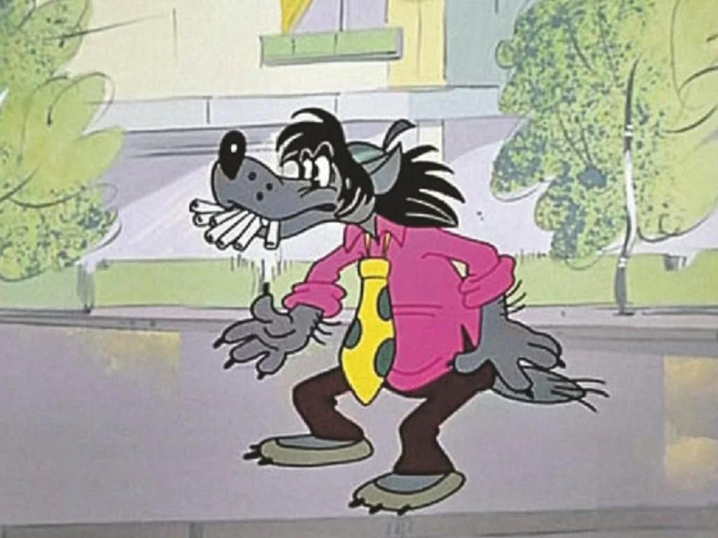 Волк в мультфильме курит