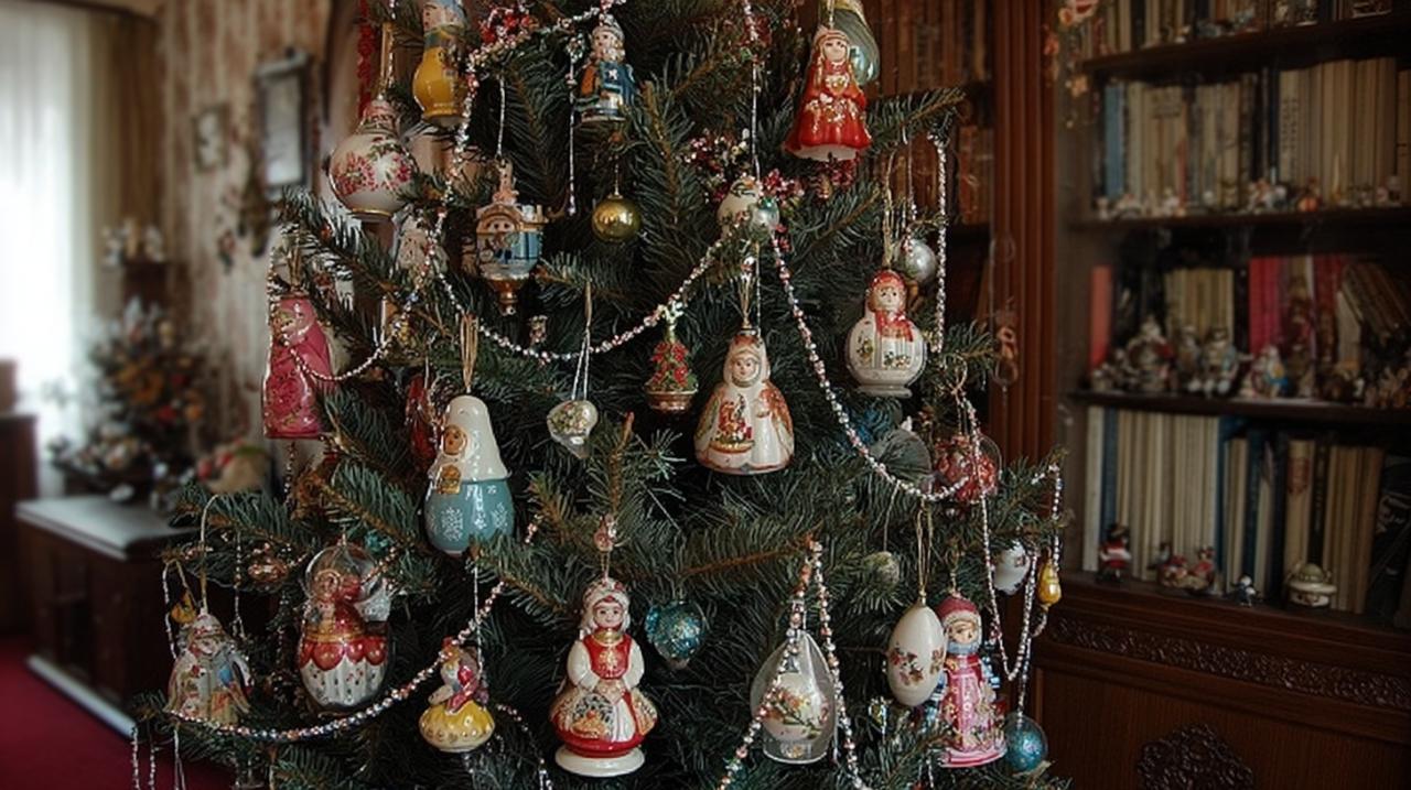 Наряженная ёлка в русском стиле