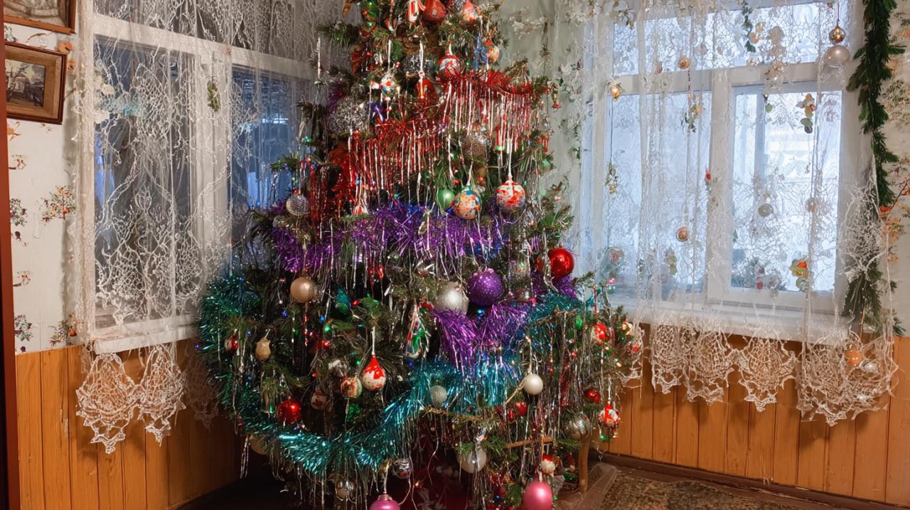 Наряженная ёлка в русском стиле