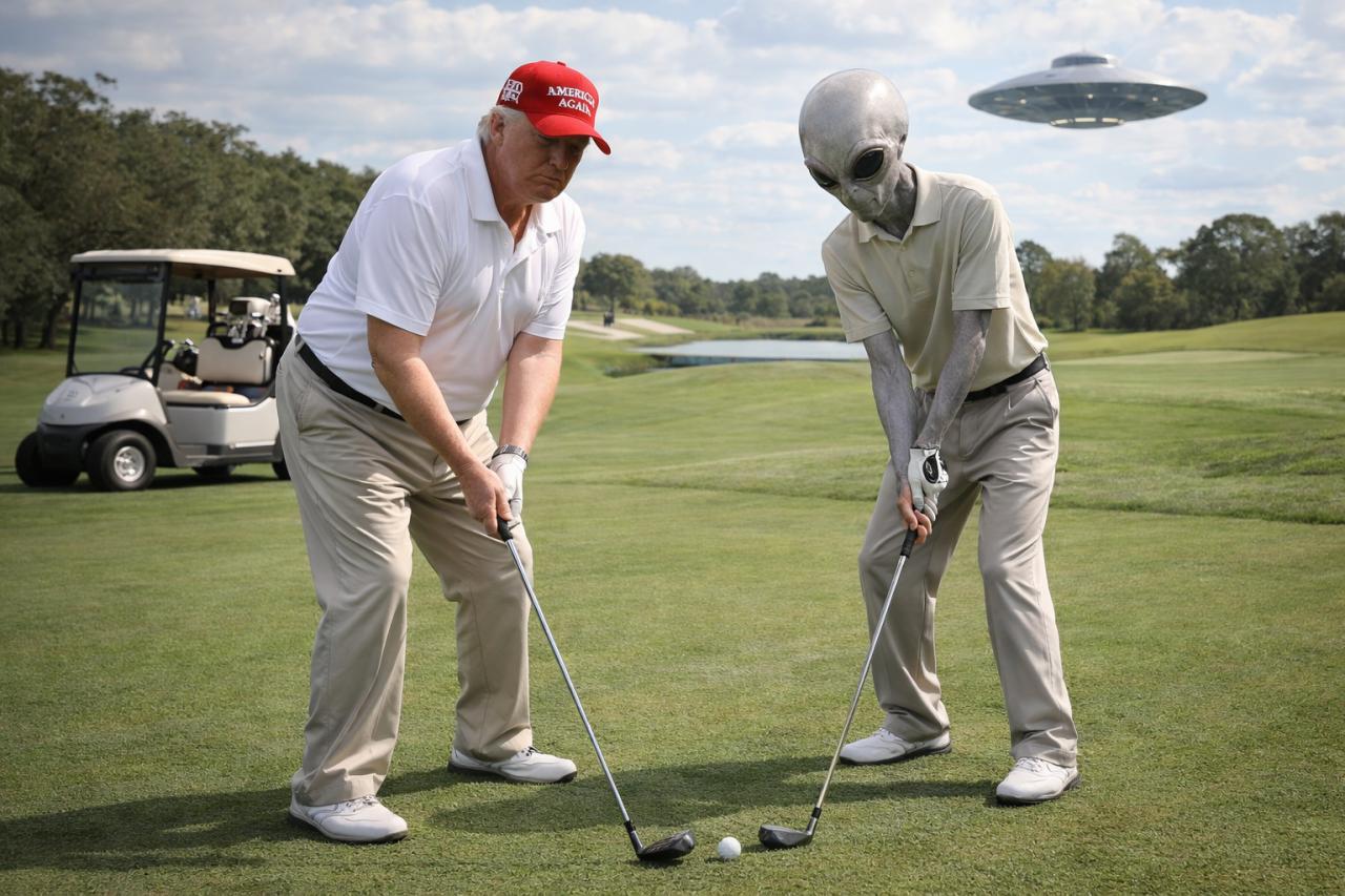 Дональд Трамп играет в гольф