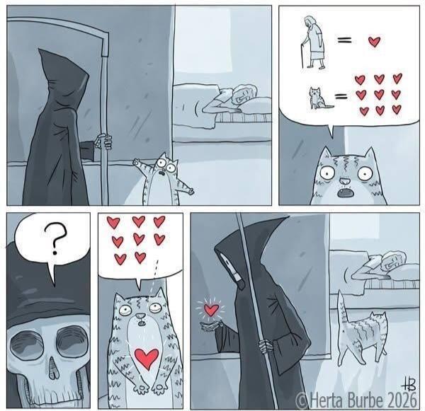 Милое сердце, комикс, котик и смерть