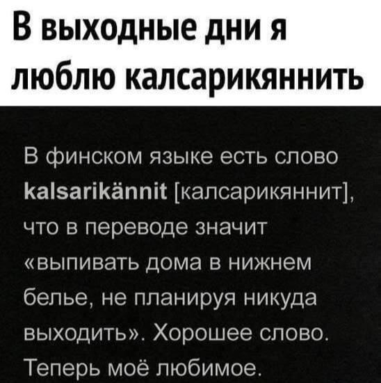 Калсарикяннит - финское выражение про выпивать дома